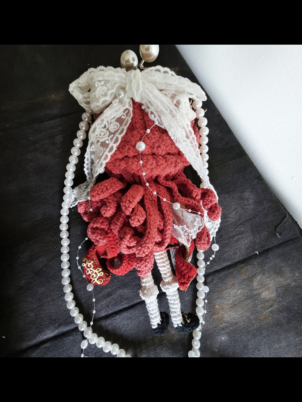 Cute Red Crochet Doll Crossbody Bag - Women - Picture 10 of 12